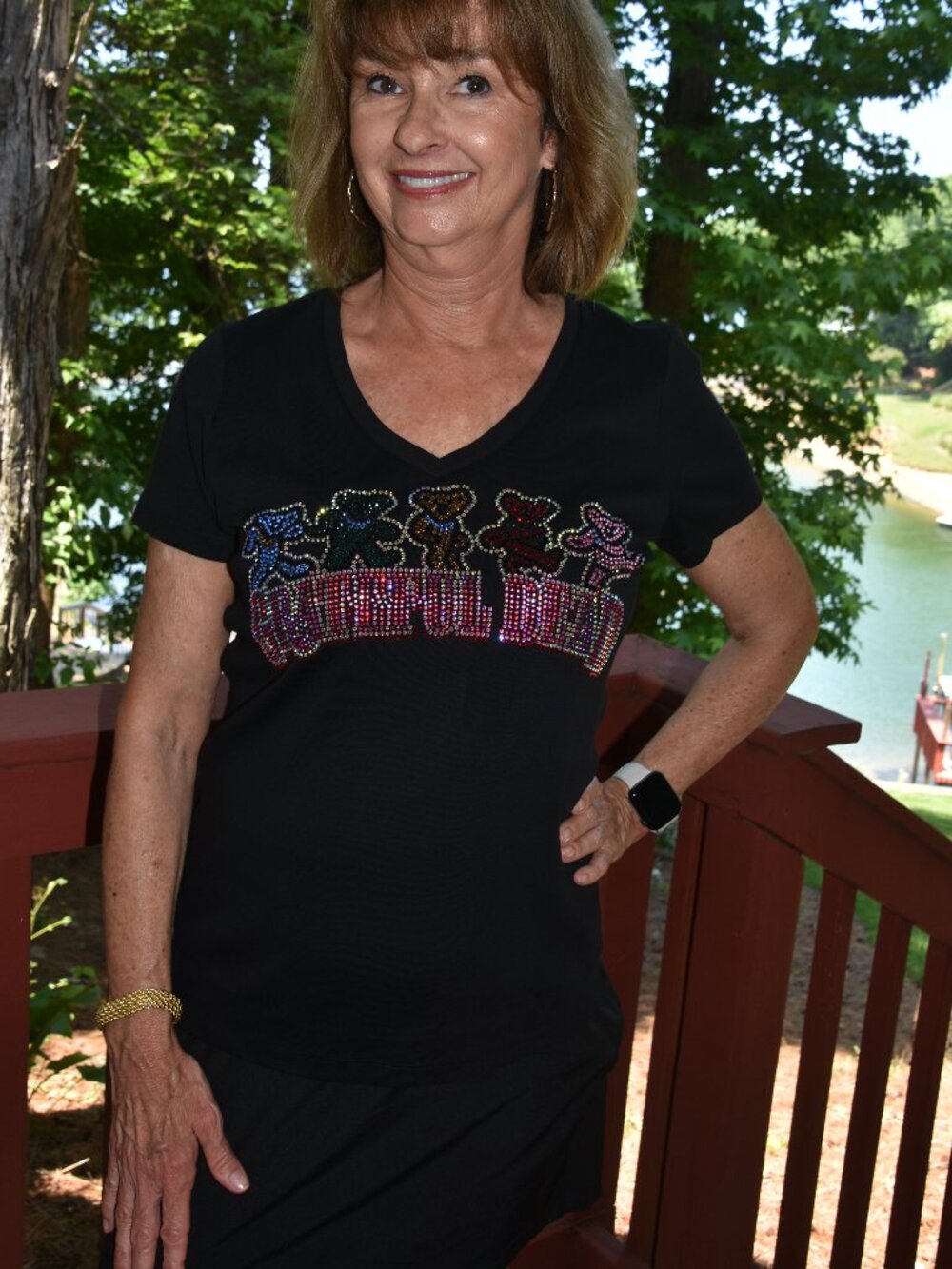 Grateful Dead black VN rhinestone bling short Sleeve Shirt XS S  M L XL X…